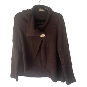 True Grit Women's Size Large Brown Chunky Button Hippie Knit Sweater
